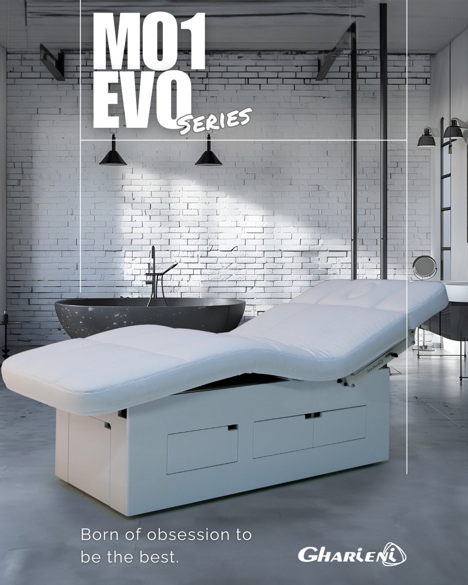 Your treatment room just found its crown jewel. 👑

Say hello to the MO1 Evo – born to be the best and unapologetically flaunting it. The 'Rolls Royce' of spa beds, it turning every treatment into a first-class experience. 

gharieni.com/spa-tables/