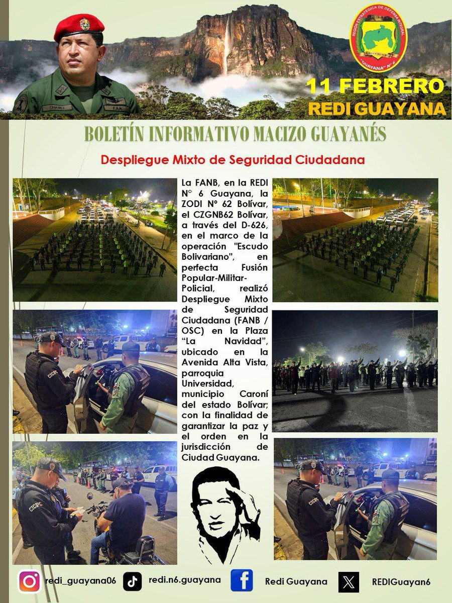 REGIÓN ESTRATÉGICA DE DEFENSA INTEGRAL N°6 GUAYANA 

🗣 BOLETÍN INFORMATIVO MACIZO GUAYANÉS
