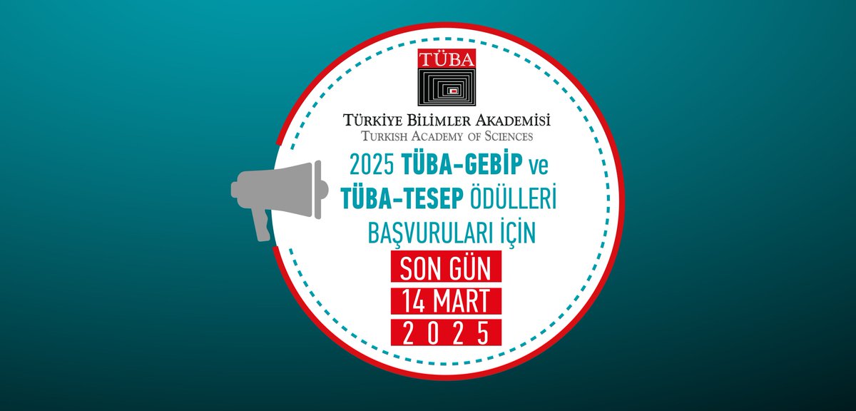 #TÜBA-GEBİP ve TESEP Ödülleri için 2025 Yılı Başvuruları Başladı #GEBİP #TESEP 

🗓️Son gün: 1⃣4⃣ Mart 2⃣0⃣2⃣5⃣ 
📌 Başvuru: odulbasvuru.tuba.gov.tr
👉l24.im/S9hGjOt