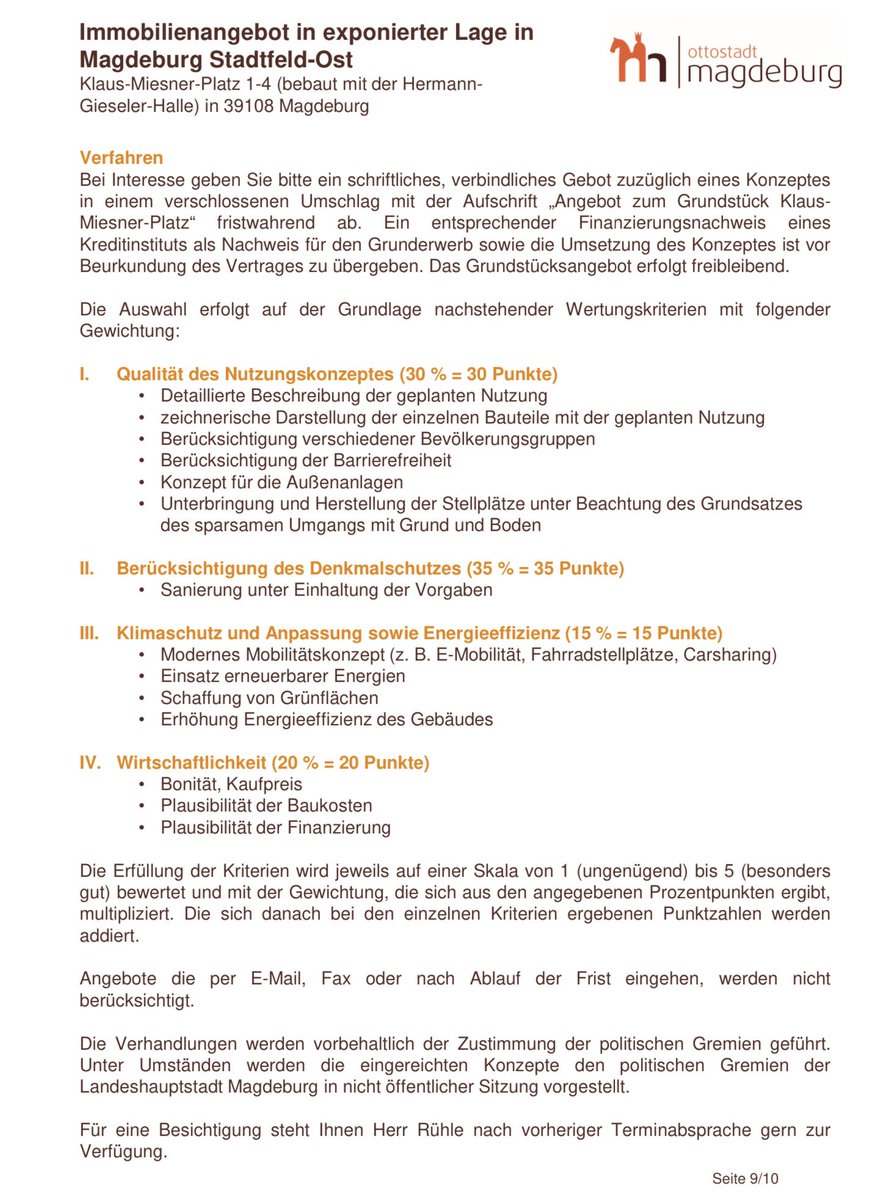#Magdeburg - Für Grundstück der mittlerweile ungenutzten und sanierungsbedürftigen Hermann-Gieseler-Halle (#Kulturdenkmal) kann noch bis zum 7.4. ein Angebot unter Beifügung eines Nutzungskonzeptes (mit Investitionsverpflichtung) abgegeben werden.
➡️Exposé magdeburg.de/Bürger-Stadt/L…