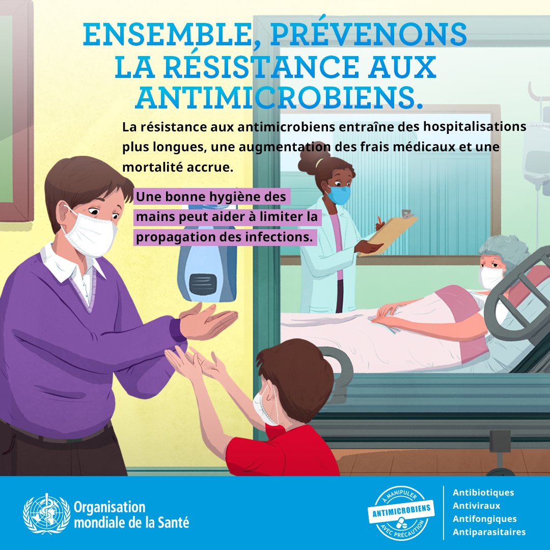 OMSRDCONGO's tweet image. #LeSaviezVous? Les #antibiotiques ne traitent pas les infections virales telles que le #rhume et la #grippe 🤧. 

Demandez toujours conseil à un professionnel de la santé qualifié avant de prendre des antibiotiques.