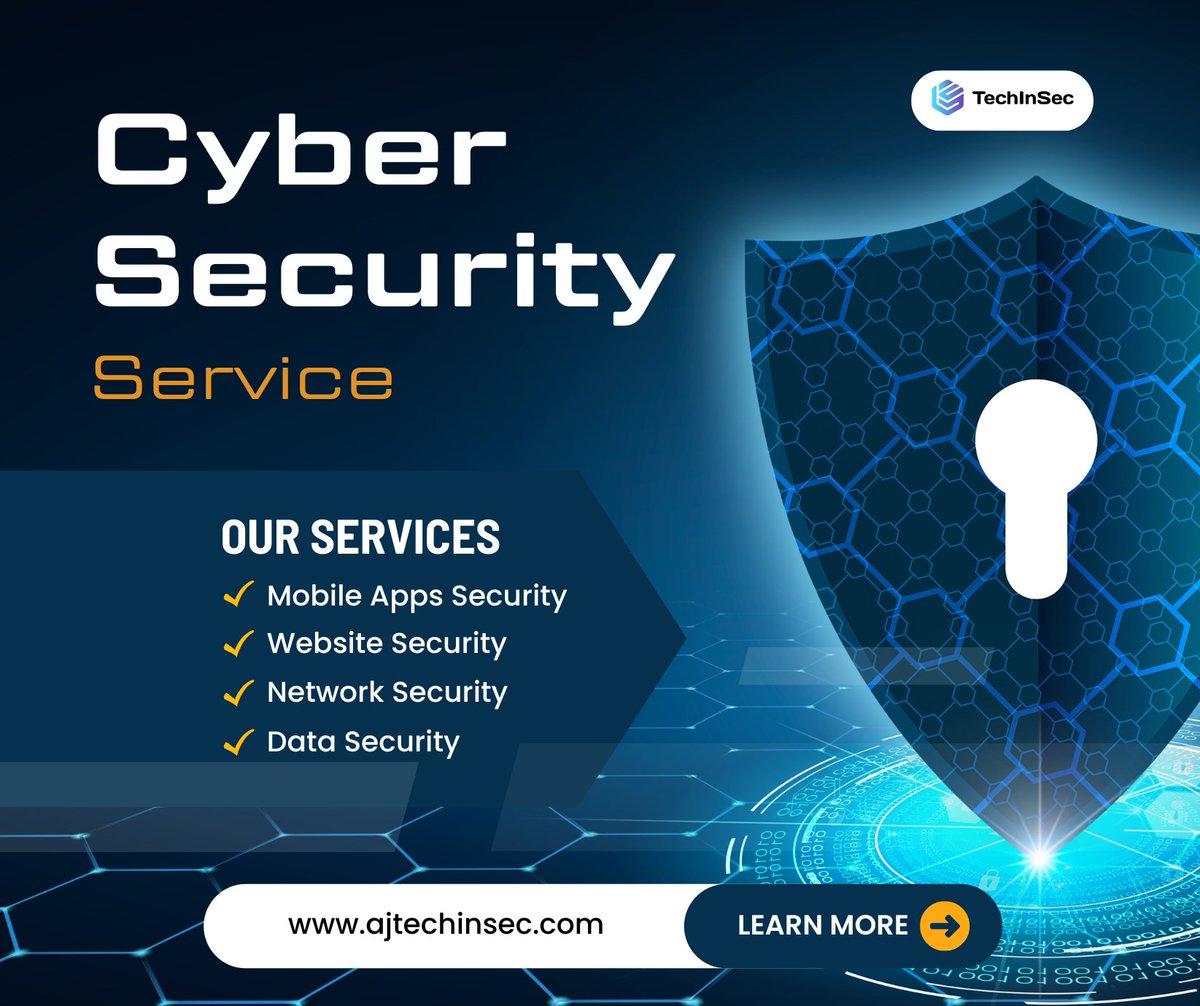 TechInSecurity's tweet image. 🔒 Protect Your Business with Advanced Cybersecurity Solutions!
In today’s digital world, cyber threats are everywhere! Ensure your business stays secure with AJ Tech Insec – your trusted partner in cybersecurity.
Visit ajtechinsec.com to learn more!
#CyberSecurity