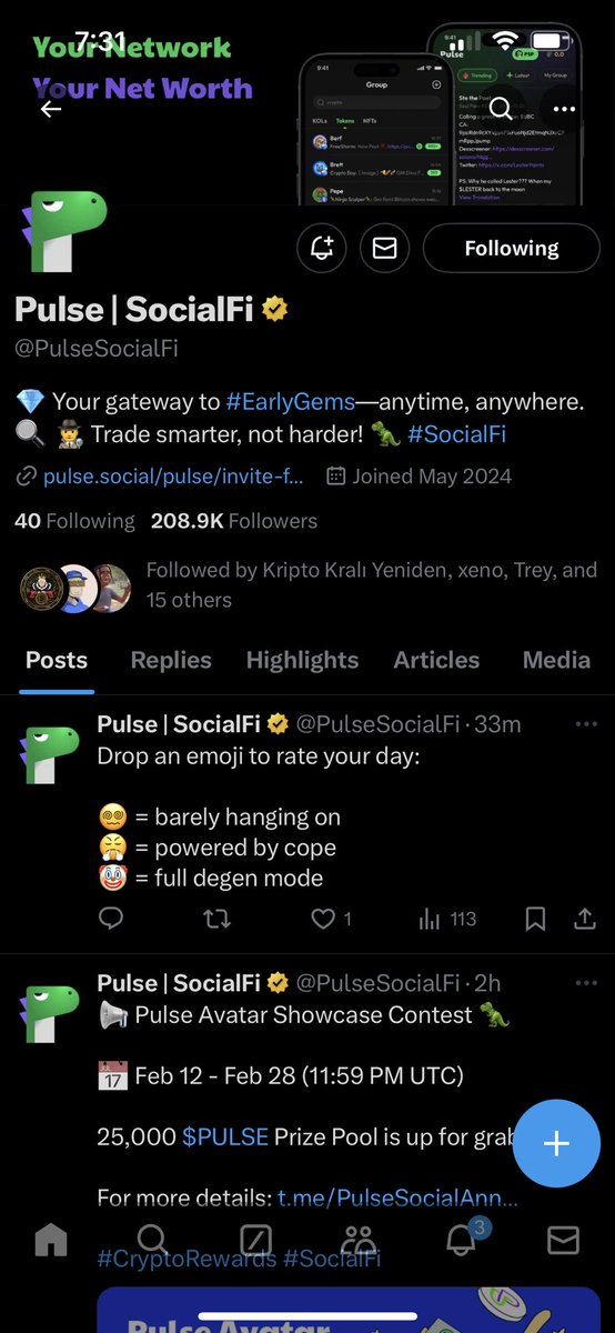 sighs000's tweet image. UID: 7561210

Congrats on hitting such a huge milestone, @PulseSocialFi! 🎉 Excited to be part of the journey. Just followed, joined the group, and dropped my UID! Fingers crossed!🤞🏼#PulseSocialFi
