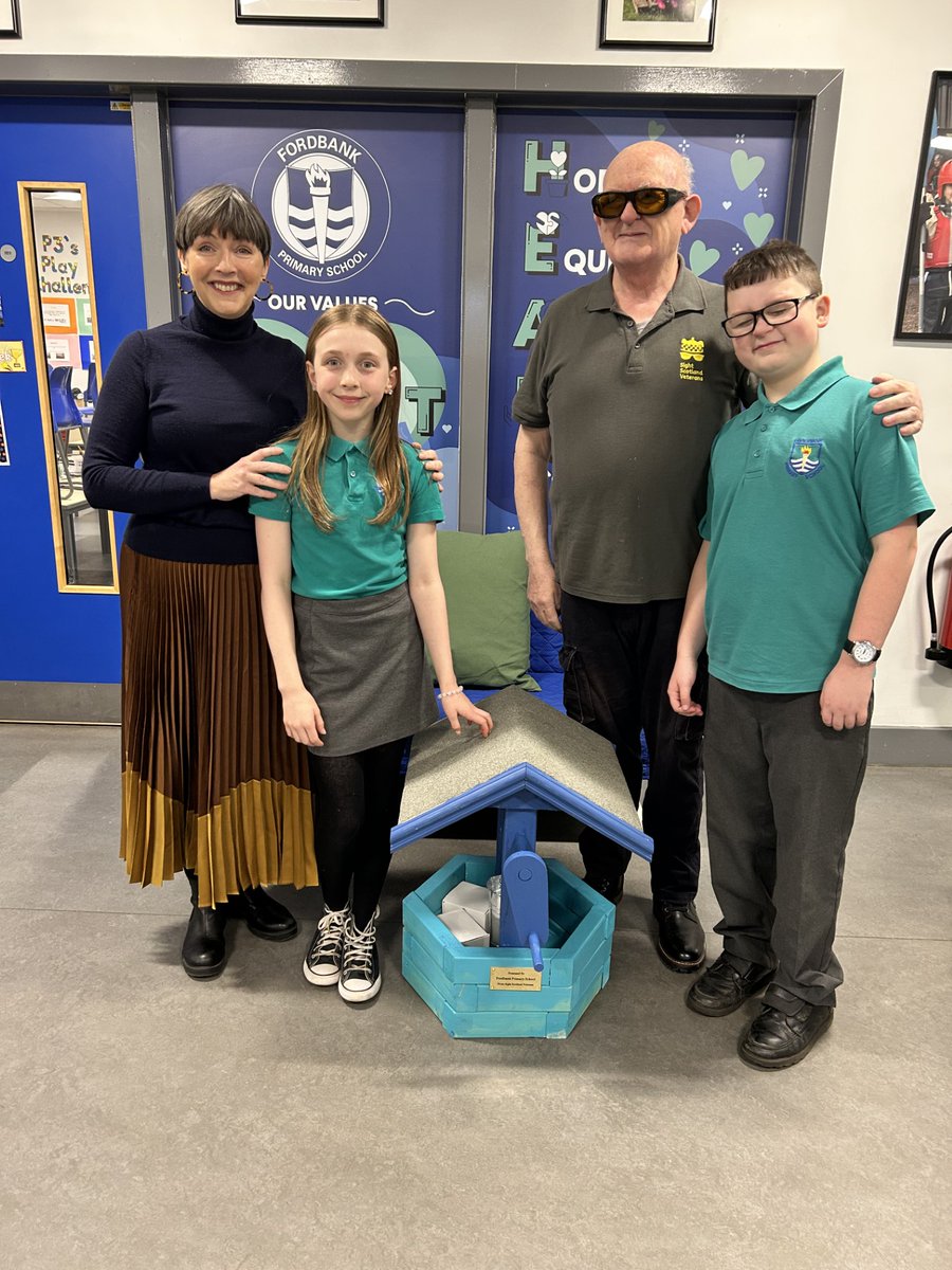 It was lovely to welcome William from @sightscotland Veterans to school today who made a brilliant wishing well for our school garden. #community #fordbankfamily