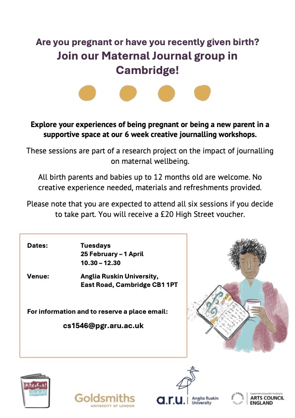 Claudia Silver (@claud_silver) on Twitter photo A great project for pregnant people and those who have just gone through pregnancy here in Cambridge.
Please help me spread the word! <a href="/CamBabylab/">Cambridge Babylab</a> <a href="/CPFT_Perinatal/">CPFT Perinatal Mental Health Team</a> <a href="/CUH_NHS/">Cambridge University Hospitals NHS</a> <a href="/MMHAlliance/">Maternal Mental Health Alliance</a> <a href="/aru_fse/">ARU Science & Engineering</a> <a href="/AngliaRuskin/">ARU</a> <a href="/BBCCambs/">BBC Cambridgeshire</a> <a href="/hmpartnership/">The Hearts & Minds Partnership</a> <a href="/CPFT_Research/">Research at CPFT</a> <a href="/CPFT_NHS/">CPFT</a> <a href="/cpslmind/">CPSL Mind</a> <a href="/romseymill/">Romsey Mill</a> A great project for pregnant people and those who have just gone through pregnancy here in Cambridge.
Please help me spread the word! <a href="/CamBabylab/">Cambridge Babylab</a> <a href="/CPFT_Perinatal/">CPFT Perinatal Mental Health Team</a> <a href="/CUH_NHS/">Cambridge University Hospitals NHS</a> <a href="/MMHAlliance/">Maternal Mental Health Alliance</a> <a href="/aru_fse/">ARU Science & Engineering</a> <a href="/AngliaRuskin/">ARU</a> <a href="/BBCCambs/">BBC Cambridgeshire</a> <a href="/hmpartnership/">The Hearts & Minds Partnership</a> <a href="/CPFT_Research/">Research at CPFT</a> <a href="/CPFT_NHS/">CPFT</a> <a href="/cpslmind/">CPSL Mind</a> <a href="/romseymill/">Romsey Mill</a>