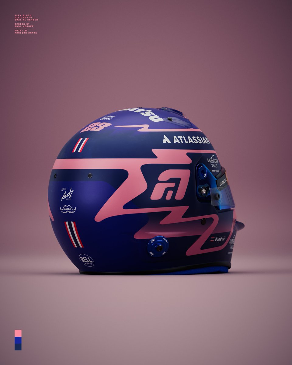 Andy Werner (@andwerndesign) on Twitter photo New #helmetdesign for <a href="/alex_albon/">Alex Albon</a>🇬🇧🇹🇭for his 2025 <a href="/F1/">Formula 1</a> season. <a href="/WilliamsRacing/">Atlassian Williams Racing</a> <a href="/Atlassian/">Atlassian</a>
#Formula1 #liverydesign #racing #motorsport #williamsf1 #aa23 #AlexAlbon #f125 #atlassianwilliams New #helmetdesign for <a href="/alex_albon/">Alex Albon</a>🇬🇧🇹🇭for his 2025 <a href="/F1/">Formula 1</a> season. <a href="/WilliamsRacing/">Atlassian Williams Racing</a> <a href="/Atlassian/">Atlassian</a>
#Formula1 #liverydesign #racing #motorsport #williamsf1 #aa23 #AlexAlbon #f125 #atlassianwilliams