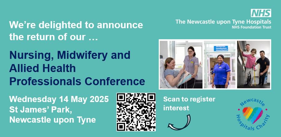 Newcastle Hospitals NMAHPs (@newcastlenmahps) on Twitter photo 📣We are delighted to announce the return of our Nursing, Midwifery & AHP Conference kindly supported by <a href="/Newcastle_NHS/">Newcastle Hospitals Charity</a> 🌈💫
🗓️ Wednesday 14 May 2025
⏰ 8:45am-5:00pm
📍 St James’ Park, Newcastle
💻Find out how you can get involved on our intranet 🙌 📣We are delighted to announce the return of our Nursing, Midwifery & AHP Conference kindly supported by <a href="/Newcastle_NHS/">Newcastle Hospitals Charity</a> 🌈💫
🗓️ Wednesday 14 May 2025
⏰ 8:45am-5:00pm
📍 St James’ Park, Newcastle
💻Find out how you can get involved on our intranet 🙌