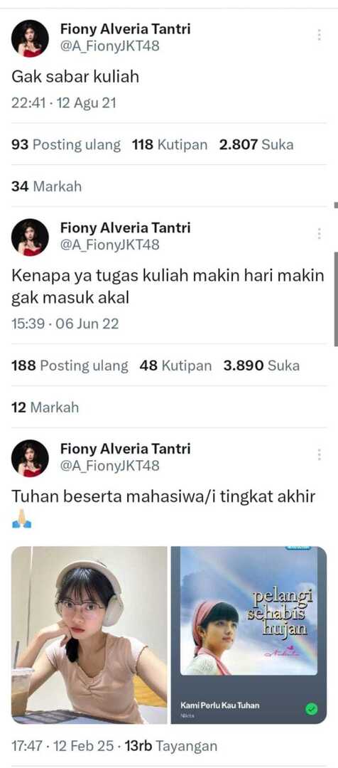 starfess's tweet photo. -star Fiony JKT48 maba era vs mahasiswa semester akhir era wkwkwkwk 😭 https://t.co/4m9PmVUn4L