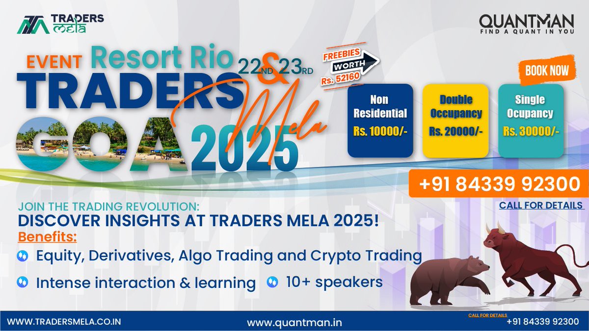 📢 Special Price for Quantman Users at TradersMela 2025! 🔥 📍 Resort Rio,  Goa | Feb 22-23 Are you a Quantman user? Get exclusive pricing at  TradersMela 2025 – the ultimate gathering