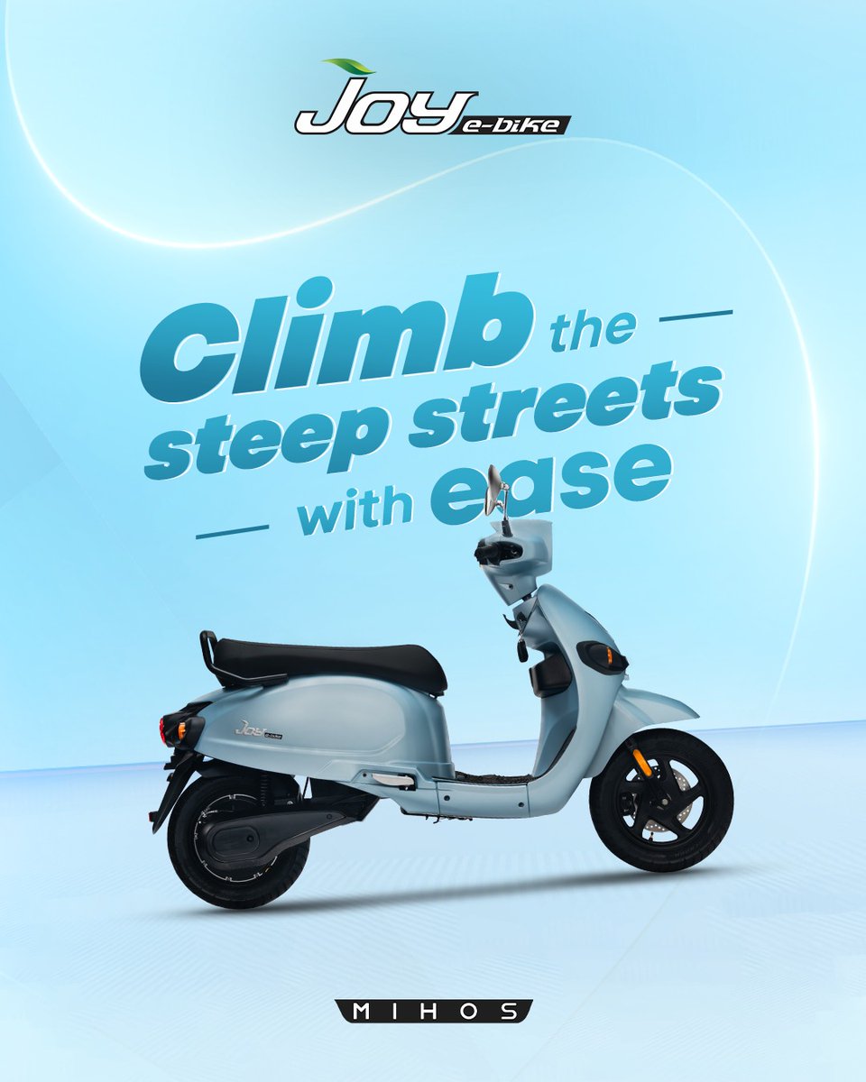 With a peak motor power of 1500 Watts, Joy e-bike Mihos can climb steep angles with ease. Book yours today!
. 
.
#joyebike| electric vehicle | electric bikes | mihos | long range electric bikes