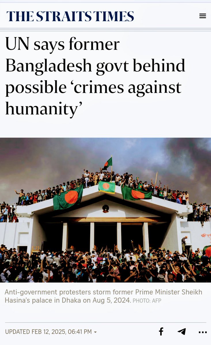 FaizMoon's tweet image. HASINA 15 YEARS OF FASCISM

Bangladesh’s former government orchestrated systematic attacks and killings of protesters in a desperate bid to cling to power in 2024, the United Nations stated on February 12, warning that such abuses could rise to the level of &quot;crimes against…