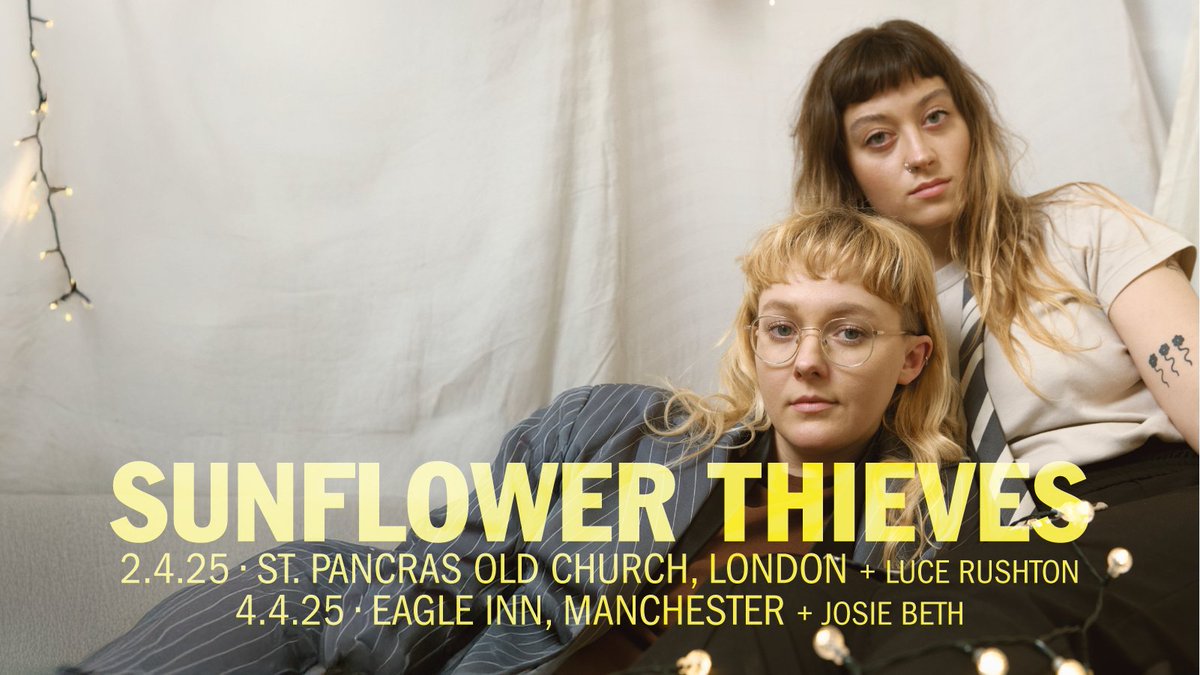 Live Nation Source (@lnsource) on Twitter photo NEW: Alt indie sisterhood <a href="/sunthievesmusic/">sunflower thieves</a> have added a show at Manchester’s <a href="/EagleInnSalford/">The Eagle Inn</a> in April 🌻
Snap up tickets on Friday 14th February at 11am 👉 livenation.uk/Vw9a50UXJlr NEW: Alt indie sisterhood <a href="/sunthievesmusic/">sunflower thieves</a> have added a show at Manchester’s <a href="/EagleInnSalford/">The Eagle Inn</a> in April 🌻
Snap up tickets on Friday 14th February at 11am 👉 livenation.uk/Vw9a50UXJlr