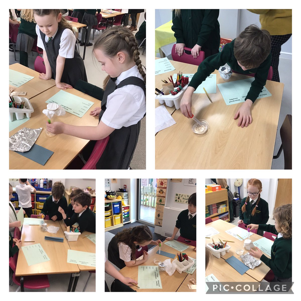 This week 2P have been experimenting to see which materials have the best properties to make an umbrella!