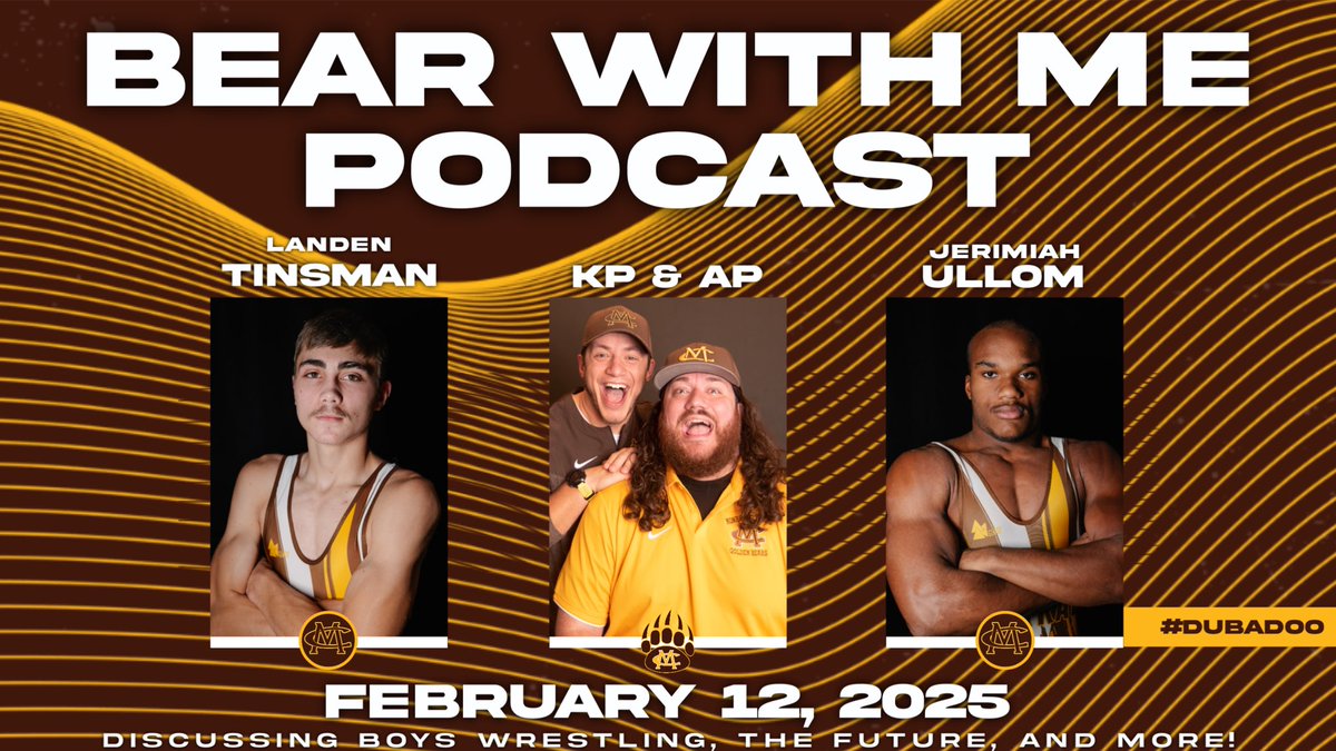 The Bear With Me Podcast with Landen Tinsman &amp; Jerimiah Ullom is live! We discuss boys wrestling, and more!

Listen (Spotify):

open.spotify.com/episode/1oNuoM…

Listen (Apple Podcast):

podcasts.apple.com/us/podcast/bea…

YouTube Video:

youtu.be/3NPv__uuzoA?fe…

#GoBears🐻 #dubadoo