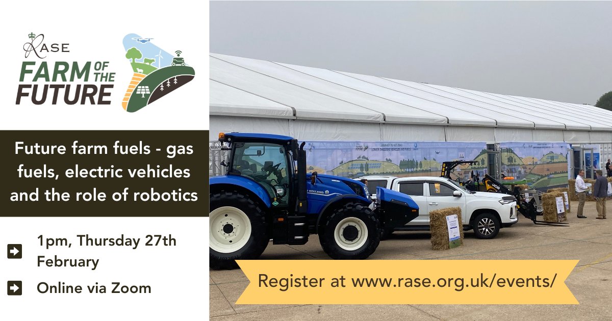 RoyalAgSociety's tweet photo. Moving towards net zero emissions from agriculture will mean changes in how farm vehicles are powered.

Find out about the future of farm fuels, vehicles and robotics in this upcoming webinar ➡️https://t.co/93P271Gy0i
#FarmOfTheFuture #FutureFuels #NetZeroAg #Robotics https://t.co/stk9K84icA