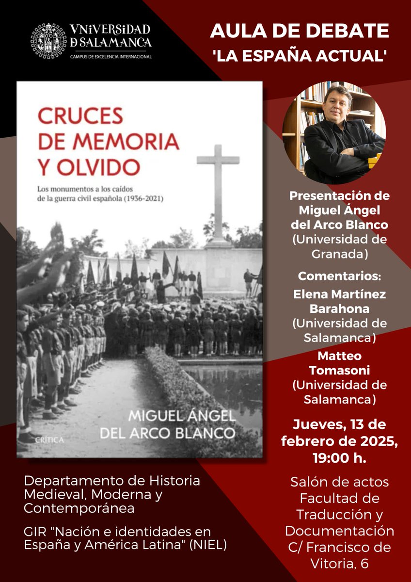 El jueves 13 tendremos una nueva sesión del "Aula de Debate sobre la España actual". Se trata de una actividad pensada para difundir los resultados de la investigación entre todo tipo de interesados. El libro sobre el que vamos a discutir, de Miguel Ángel del Arco, merece la pena