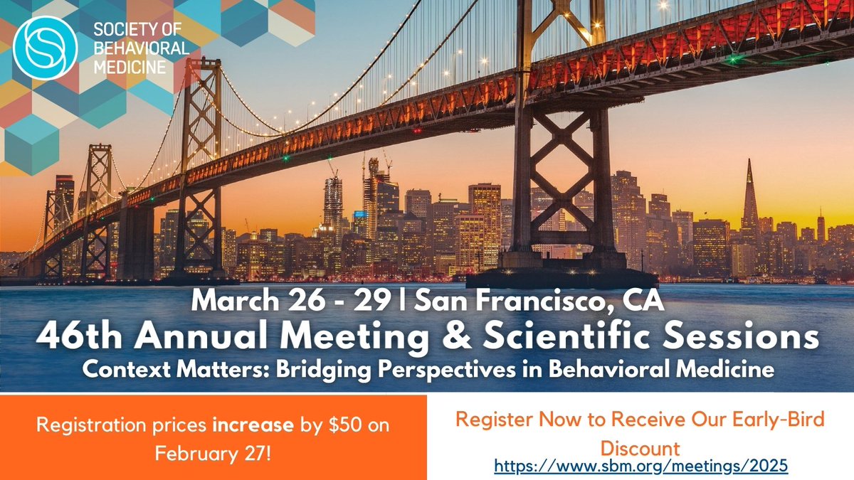 Don't miss out! There is just TWO weeks remaining to secure your spot for #SBM2025 with our early-bird rate! 👉 Join us for SBM's 46th Annual Meeting in San Francisco from March 26-29. 🌟

Get all the details here: sbm.org/meetings/2025