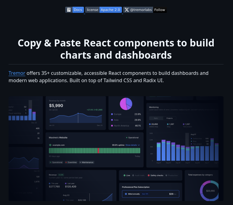 tom_doerr's tweet image. React components for charts and dashboards