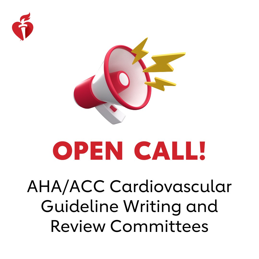 AHA Science (@ahascience) on Twitter photo 📣 Open Call for AHA/ACC Cardiovascular Guideline Writing and Review Committees
<a href="/AHAScience/">AHA Science</a> and @accintouch are now accepting self-nominations. All career stages and disciplines are invited to apply, and international submissions are welcome. 📣 Open Call for AHA/ACC Cardiovascular Guideline Writing and Review Committees
<a href="/AHAScience/">AHA Science</a> and @accintouch are now accepting self-nominations. All career stages and disciplines are invited to apply, and international submissions are welcome.
