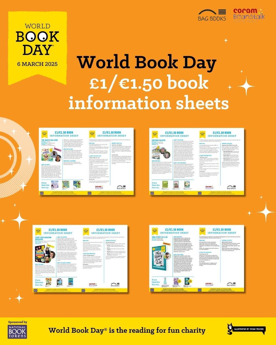 👀Have you seen our World Book Day books £1/€1.50 information sheets? 👀 

Help children choose their FREE World Book Day book using our downloadable sheet including brilliant activity ideas from our friends at <a href="/beanstalkreads/">Coram Beanstalk</a> and <a href="/bagbooks/">Bag Books</a> 

Discover these on our website -