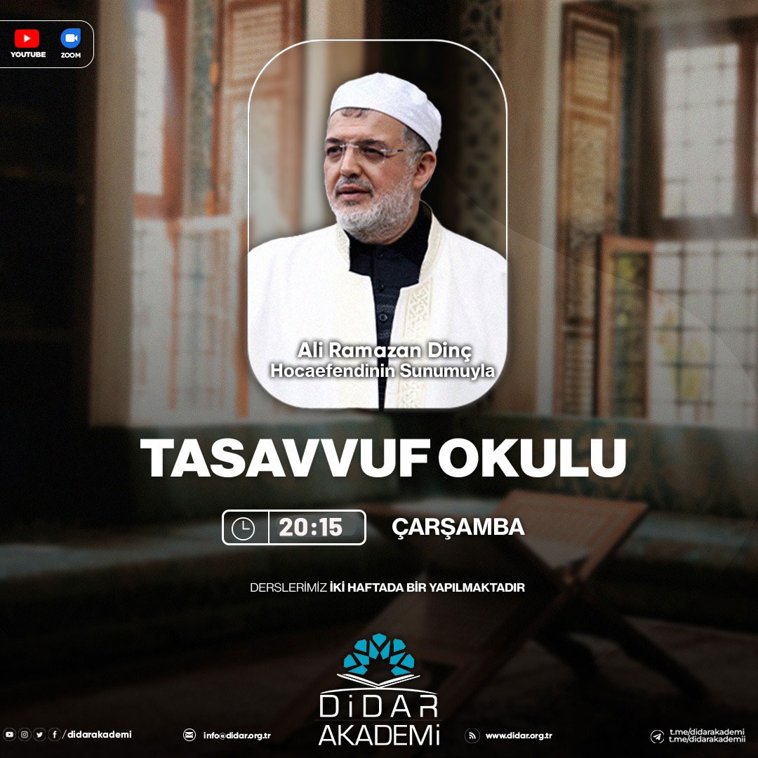 didarakademi's tweet photo. DİDAR AKADEMİ - TASAVVUF OKULU
Ali Ramazan DİNÇ Efendinin Teşrifleriyle...
📖"TASAVVUF DERSLERİ"
ÇARŞAMBA
🕠 Saat: 20:15
Ders Katılım Linki :
💻 https://t.co/NDN9o1RjtU https://t.co/kmwtbC3gCo