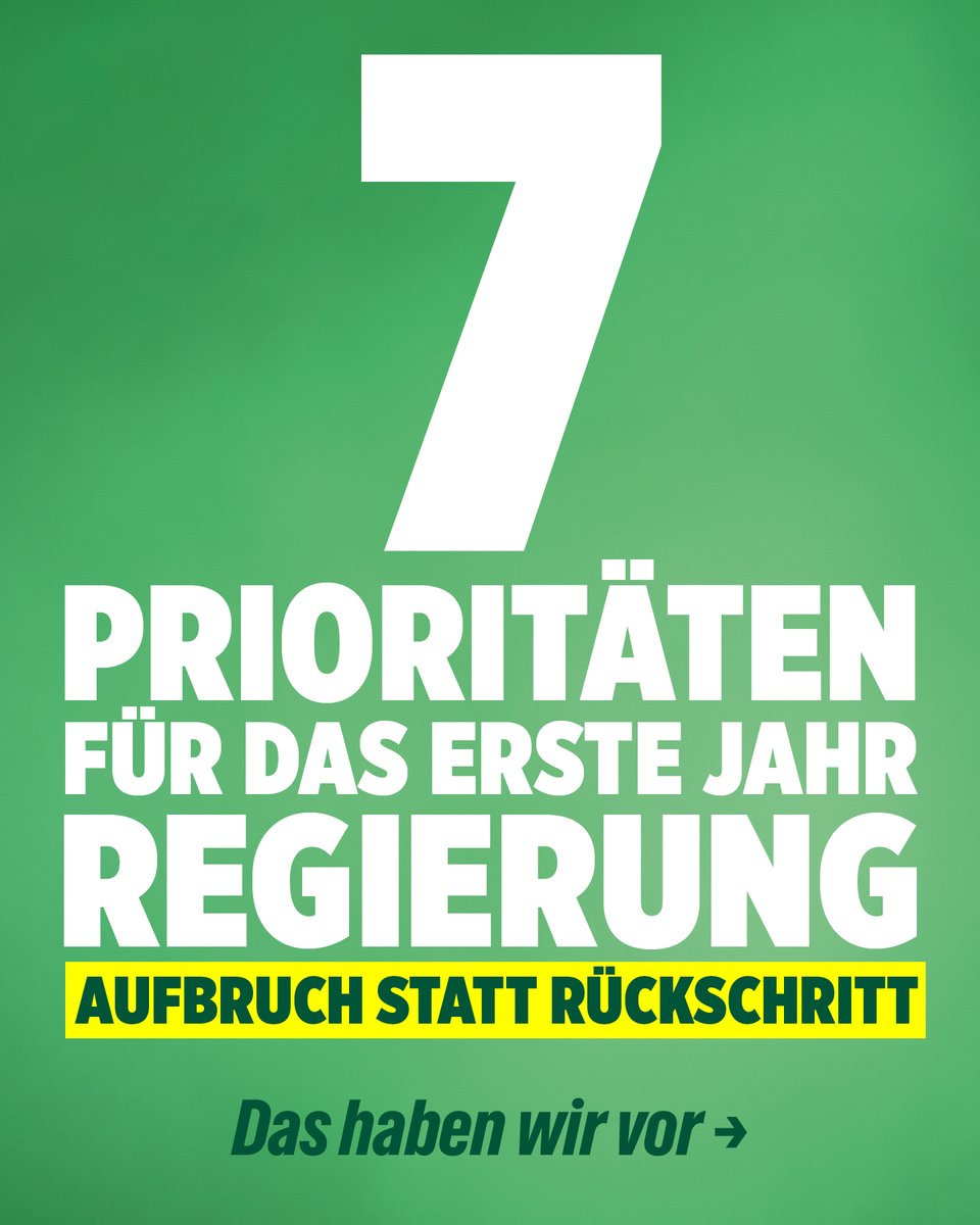 BÜNDNIS 90/DIE GRÜNEN (@die_gruenen) on Twitter photo Die nächste Bundesregierung muss handeln. Das Land hat die Kraft – Wir den Plan!
Als Kanzler wird <a href="/roberthabeck/">Robert Habeck</a> im ersten Regierungsjahr mit der #Zukunftsagenda zeigen, dass demokratische Politik handlungsfähig ist. Mit sieben Prioritäten für Aufbruch statt Rückschritt. 🧵 Die nächste Bundesregierung muss handeln. Das Land hat die Kraft – Wir den Plan!
Als Kanzler wird <a href="/roberthabeck/">Robert Habeck</a> im ersten Regierungsjahr mit der #Zukunftsagenda zeigen, dass demokratische Politik handlungsfähig ist. Mit sieben Prioritäten für Aufbruch statt Rückschritt. 🧵