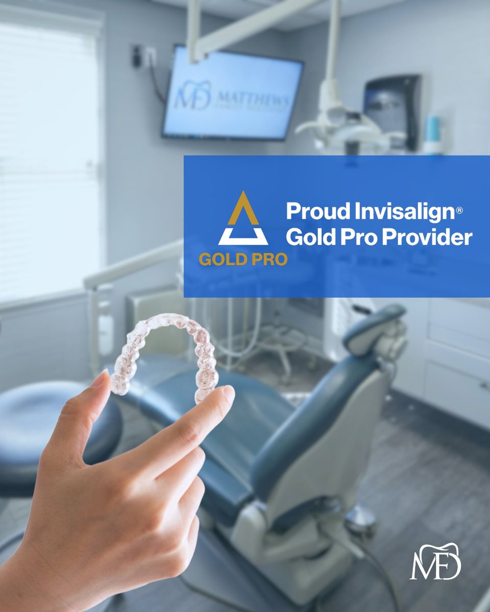 M_F_Dentistry's tweet photo. Matthews Family Dentistry is proud to be an Invisalign Gold Provider, which means we have the experience and expertise to help you achieve the smile of your dreams with Invisalign’s clear aligners. Start your Invisalign journey today: https://t.co/oaPkdDxMId https://t.co/V5qoccsO5Y
