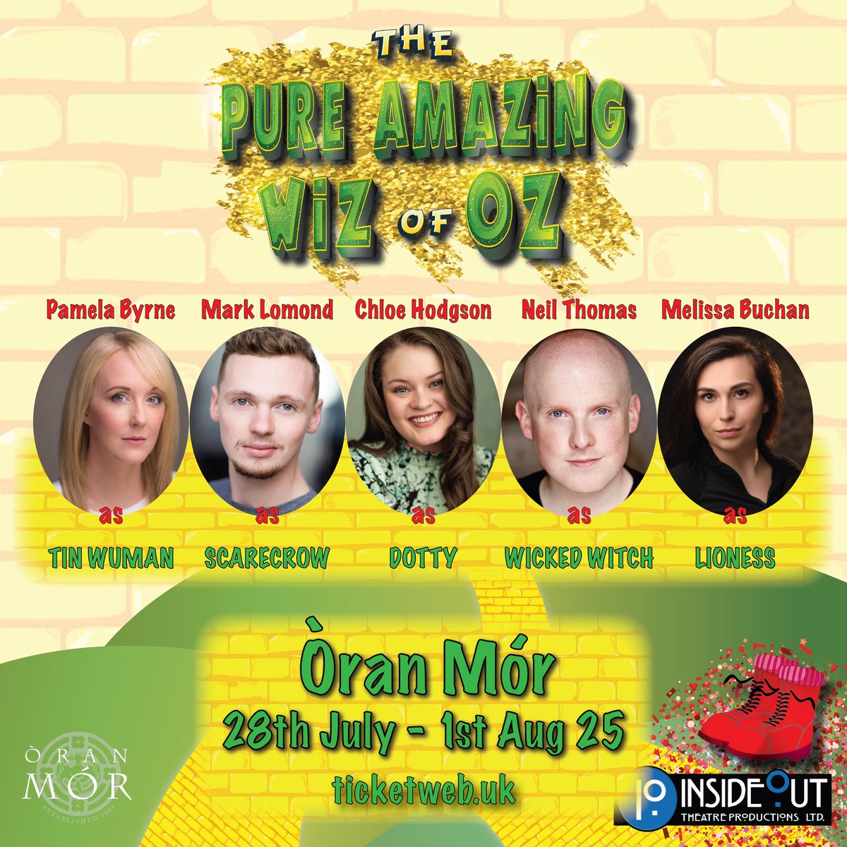WOW! What a wickedly wonderful cast. The Pure Amazing Wiz of Oz at <a href="/OranMorGlasgow/">Òran Mór</a> . Come and ease on down the yellow brick road with us. Full of song, dance and the good auld Glasgow banter. Fun for all the family.
