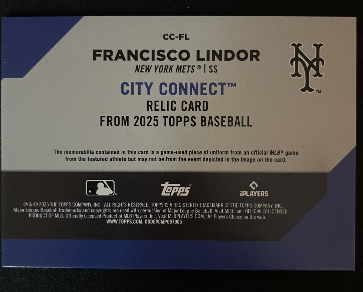 Card giveaway 

Topps 2025 Series 1
Francisco Lindor Game Used Jersey #CC-FL
New York Mets

🚨Make sure to follow, like and repost for entry

Winner randomly selected on Friday morning so that I can mail it out before the weekend.