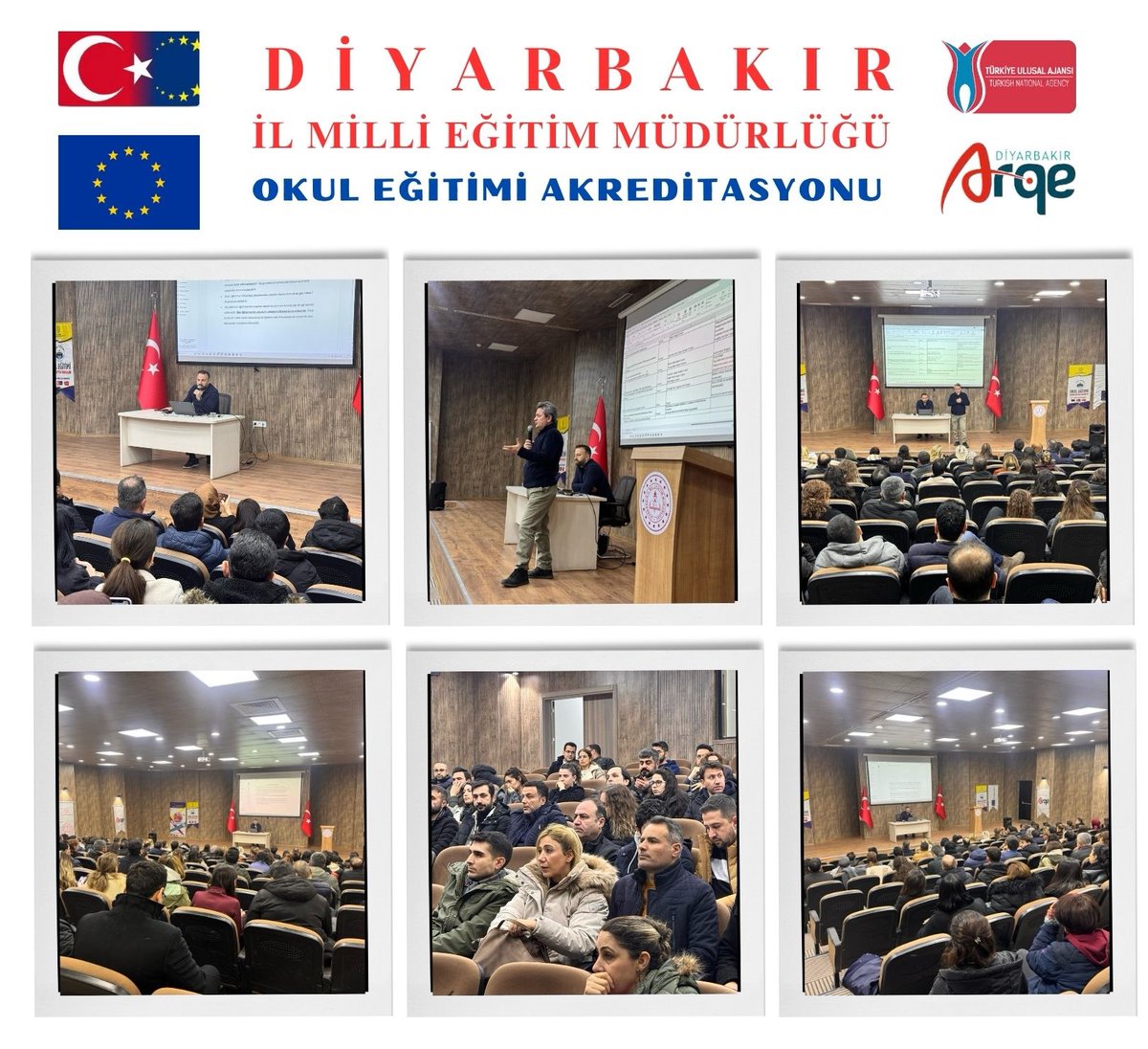 📍 2024 Erasmus Akreditasyonu Konsorsiyumu Bilgilendirme Toplantısı, 30 okulumuzdan yönetici ve öğretmenlerin katılımıyla Diyarbakır İl Millî Eğitim Müdürlüğü Konferans Salonu’nda gerçekleştirildi.

🤝 Proje faaliyetlerine katılacak konsorsiyum ortağı okullarımızın yönetici,