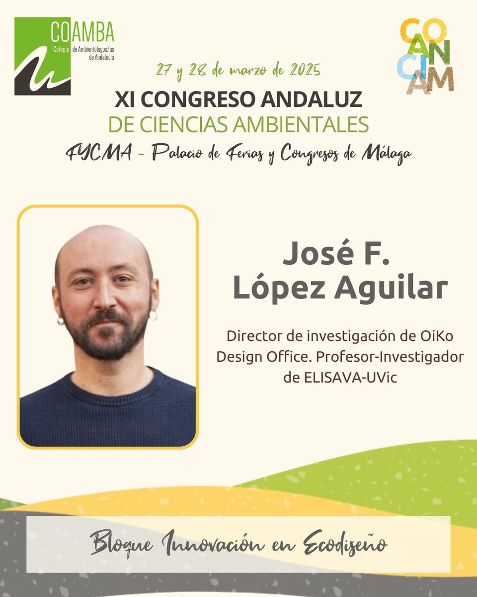🌿Como siguiente colaborador de #COANCIAM 🌿 Estamos emocionados de darle la bienvenida a un experto de esta categoría, @José F López Aguilar Director de investigación de @oikodesignoffice y Profesor-investigador en ELISAVA UVic-UCC 🔬♻️