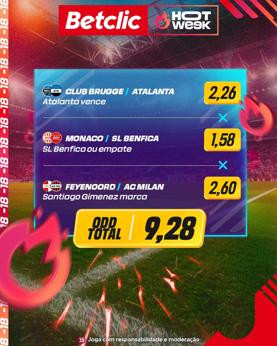 ⚽🔥 O estagiário ontem portou-se mal na dica que deu mas toda a gente merece segundas oportunidades. Se esta aposta bater sorteamos 10€ para 20 pessoas! #UCL

- RT + Like no post
- Comenta #EstagiárioBetclic + Username

1 comentário por utilizador.
Passatempo termina às 17:45.