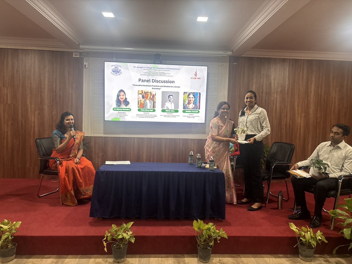 Had an amazing time as a panelist at St. Joseph’s College of Commerce, discussing 'Innovative Business Practices and Models for a Green Economy.' Grateful for the engaging discussions, curious minds, and the opportunity to contribute to such an important dialogue.