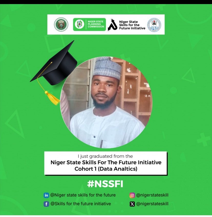 Heartfelt congratulations to the pioneering Data Analytics Cohort One of the NSSFI program! Your perseverance and commitment to mastering data analytics have paid off. We wish you tremendous success as you leverage your new expertise to drive impact in Niger State and beyond!