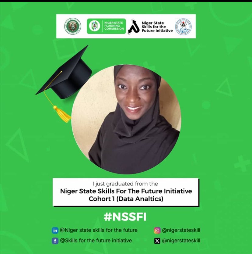 Heartfelt congratulations to the pioneering Data Analytics Cohort One of the NSSFI program! Your perseverance and commitment to mastering data analytics have paid off. We wish you tremendous success as you leverage your new expertise to drive impact in Niger State and beyond!