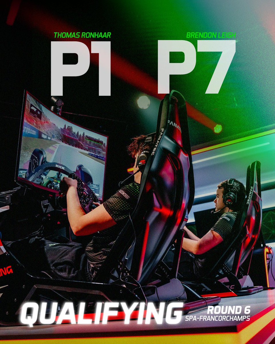 POLE POSITION FOR RONHAAR IN SPA💚🐐

A great Quali performance for Brendon, in P7 💪

#F1Esports