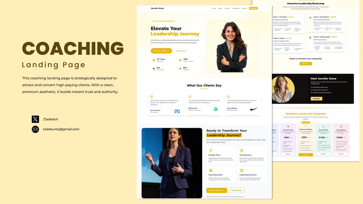 TadalaUI's tweet image. Coaches, is your landing page actually converting high-ticket clients? 🚀

A weak page = lost revenue. 
A high-converting one = booked-out calendar.

Drop a 🔥 if you need a landing page that sells for you!