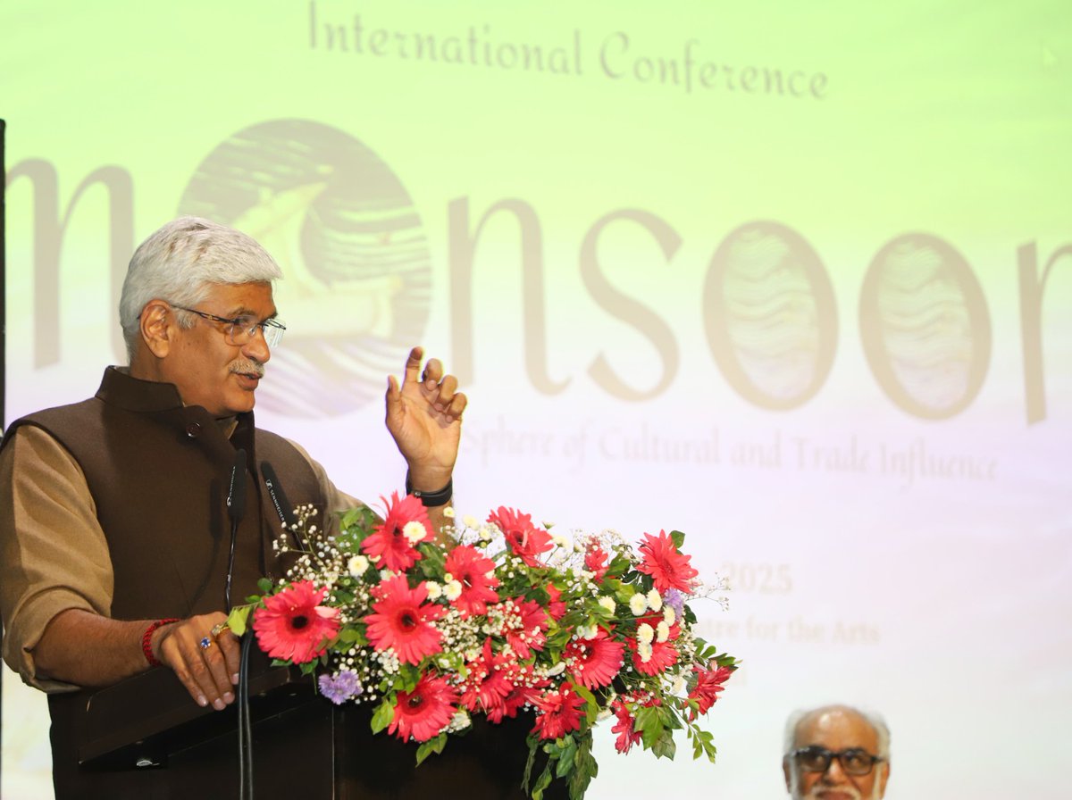 MinOfCultureGoI's tweet photo. संस्कृति मंत्रालय के #ProjectMausam के तहत @ignca_delhi में आयोजित ‘Monsoon: The Sphere of Culture &amp; Trade Influence’ अंतर्राष्ट्रीय सम्मेलन का उद्घाटन संस्कृति और पर्यटन मंत्री श्री @gssjodhpur ने किया और साथ ही Monsoon वेबसाइट का शुभारंभ भी किया। (1/2)

#Monsoon2025 https://t.co/veCZnXFygD
