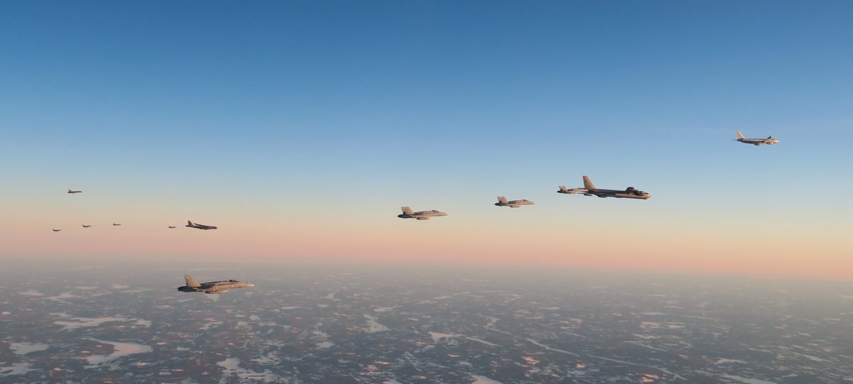 The Bomber Task Force 🇺🇸 continues to enhance #NATO interoperability &amp; cohesion, here flying with the 🇸🇪🇫🇮🇫🇷

The B-52 Stratofortress in Europe showcase the transatlantic link to Europe, a strong strategic presence &amp; seamless cooperation with NATO Allies