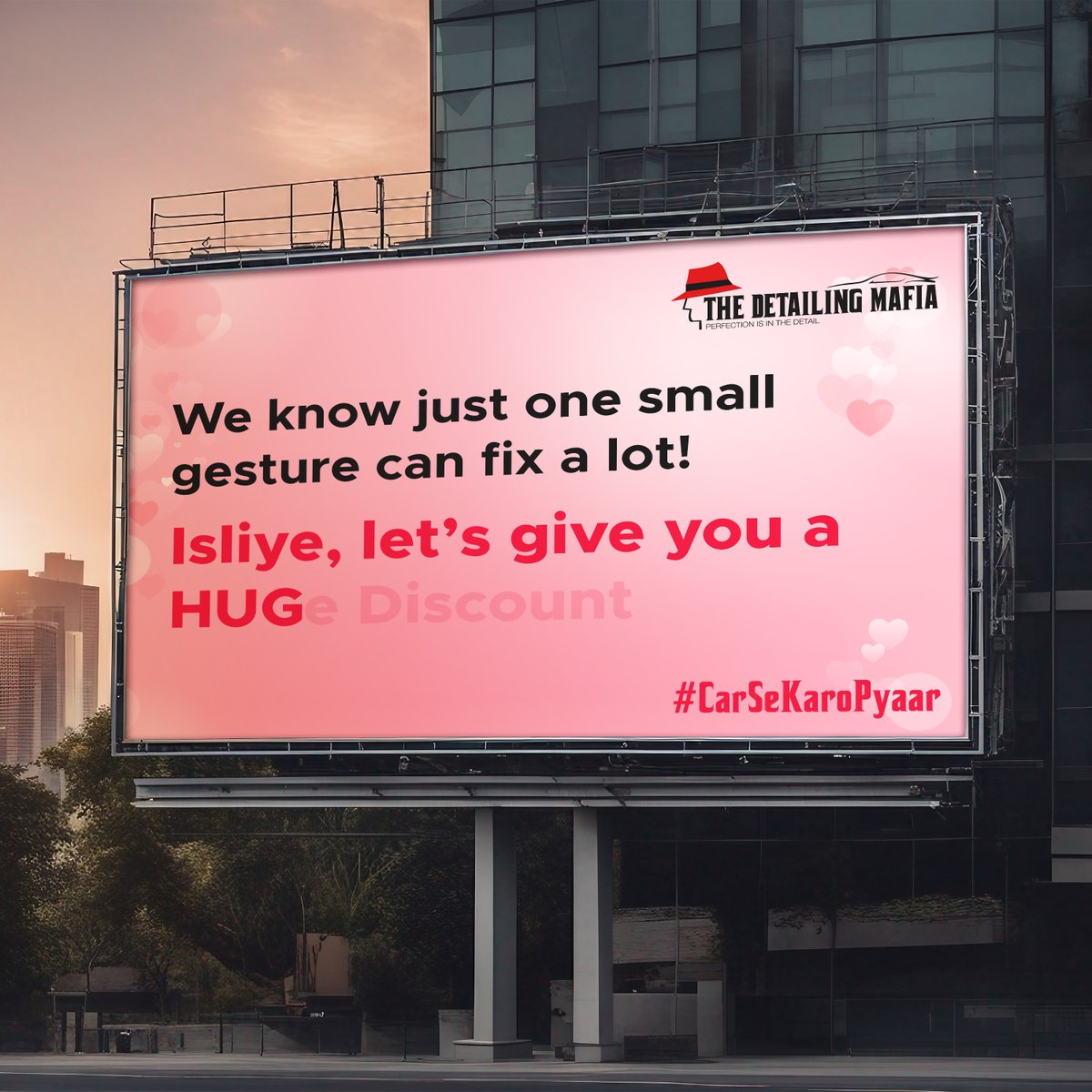 Give your car a HUGe dose of love this Hug Day! 🤗🚗 #CarSeKaroPyaar

✅ Up to 25% off on Full Car PPF
✅ Full Car PPF + FREE 20k Window Tint
✅ Full Car PPF + FREE Windshield PPF
✅ Nano Coating + FREE Leather Coating
✅ Full Car PPF + FREE 3 washes

#thedetailingmafia #hugday