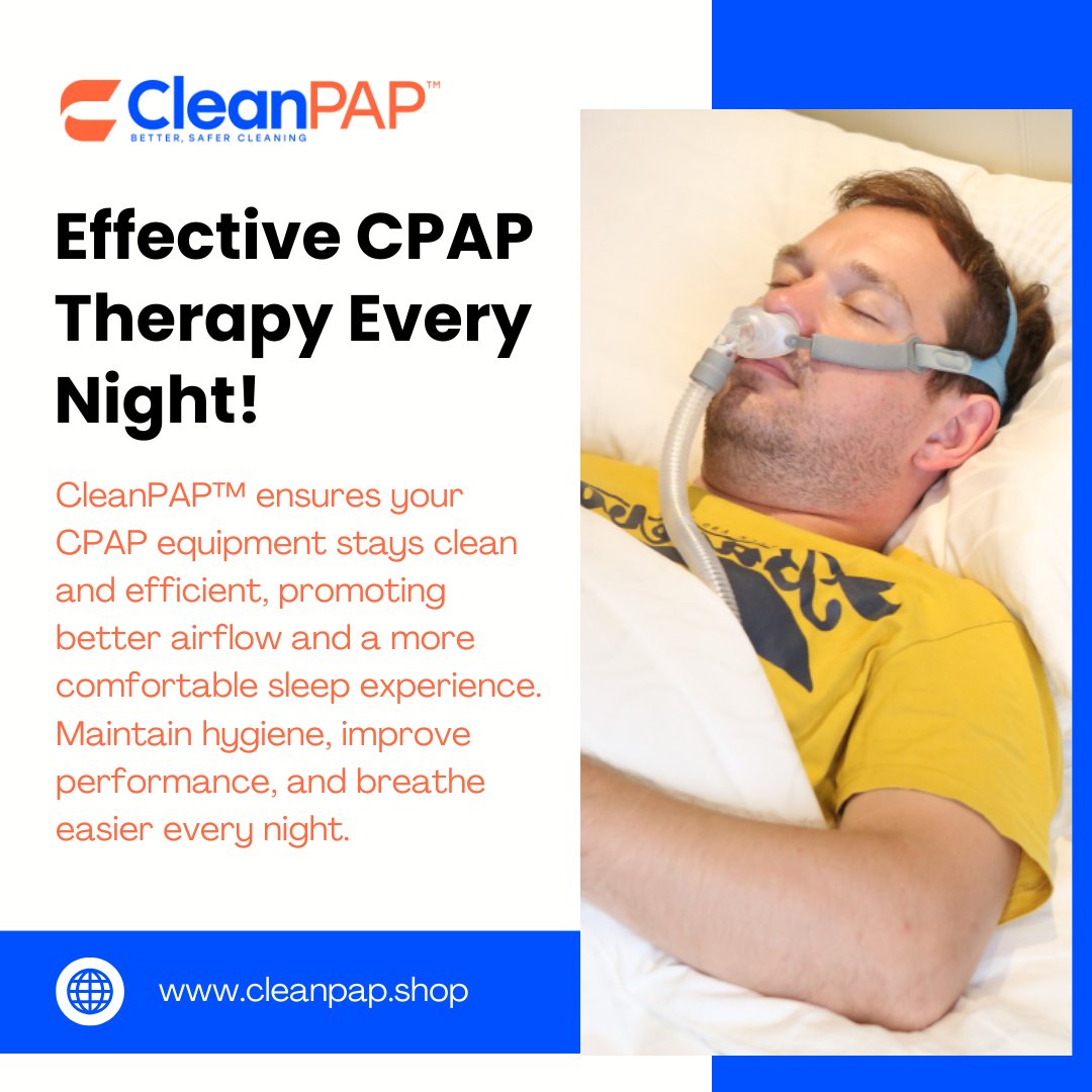cleanpap_'s tweet image. Keeping your #CPAPclean helps you breathe easier and sleep more comfortably. 

CleanPAP™ prevents buildup, improves airflow🌬️, and keeps your therapy effective. Say goodbye to irritation🚫🤧 and enjoy better rest every night!

A clean #CPAP means better sleep!✨

#CleanPAP