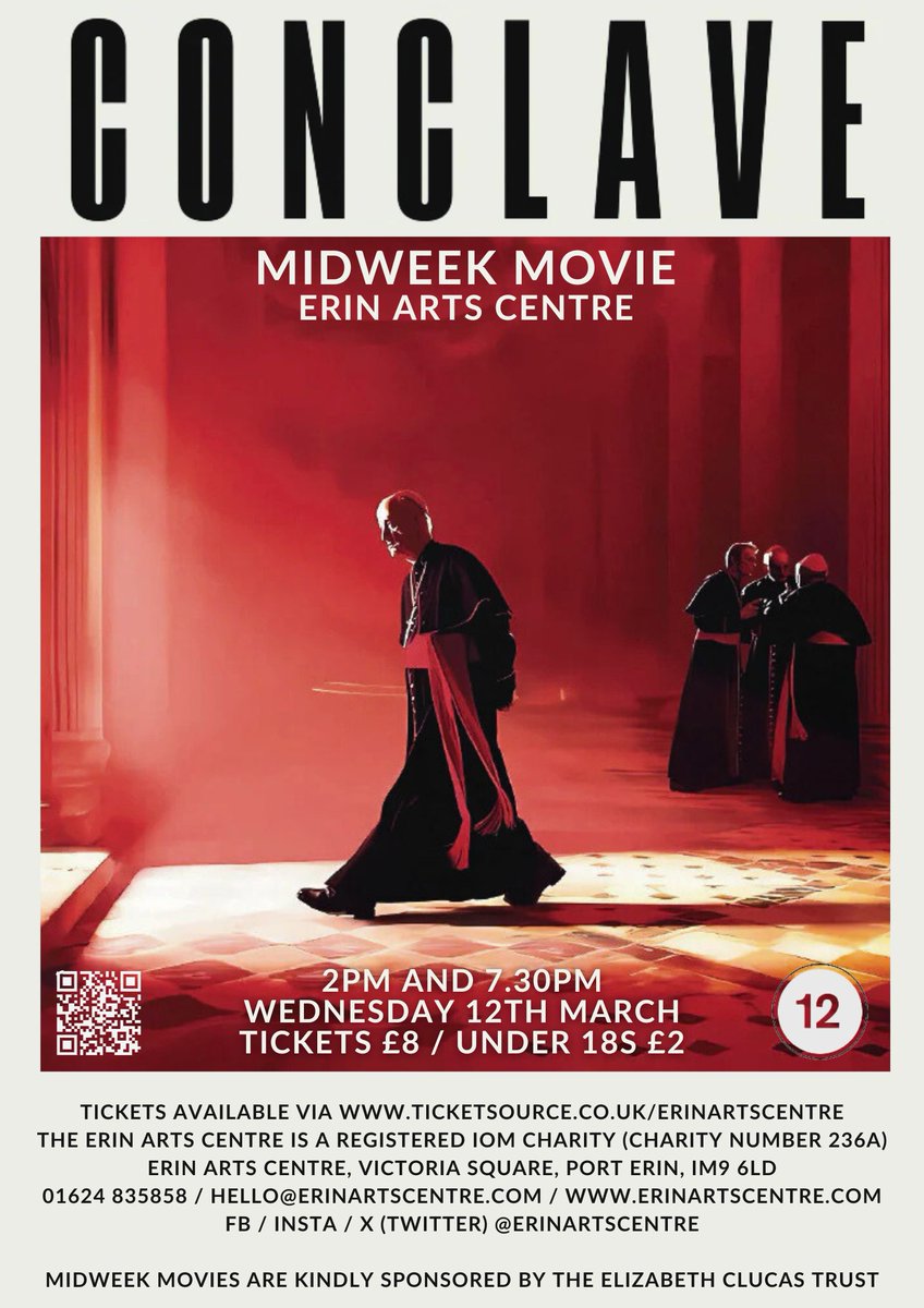 We've got some great films coming up - #TheWildRobot for the kids at #halfterm, #SmallThingsLikeThese for our #fridayfilmclub, and a #Conclave double screening at 2pm and 7.30pm for the #midweekmovie in March. 

#erinartscentre #porterin #isleofman #cinema #communitycinema