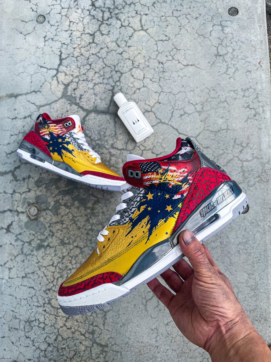 cozywest18's tweet photo. THE INFLUENCE🇺🇸🎤

@masterofinfluence model🤝

Now to the battle against the legendary dragon...
🐉🐉🐉
#airjordan3
#aj3#ironman#スニーカーカスタム#nike#sneaker#sneakercustom#complexkicks #ストリートファッション https://t.co/ADiv9jCpI5