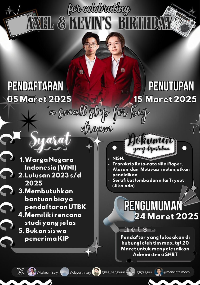 gtaegyu's tweet photo. ❗️Kindly Help To Retweet, thank u❗️

For Celebrating Axel and Kevin Birthday
We Are Proudly Present

｡°✩📚a small step for big dream🎓ˎˊ˗⋆

a small project to help outstanding students continue their dreams 

detail project on video #axelots #imkevin https://t.co/A8G4iIsa64