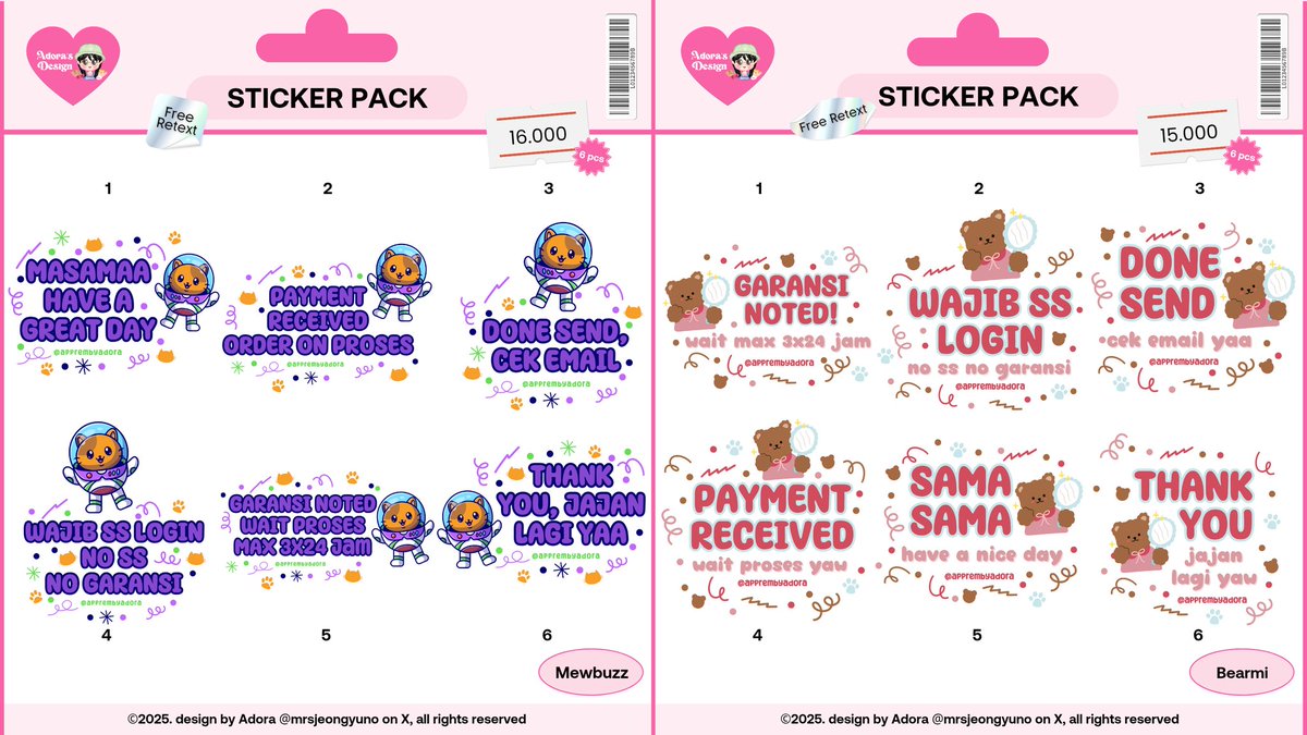 mrsjeongyuno's tweet image. help rt thankyouu&amp;lt;3

halOoo manteman aku membawaa banyak sticker wa ready stock nicc^^~
🧋price 11k-18k (free retext)
🍅get 6 pcs

stiker pack tele wm ba profneeds #zonauang