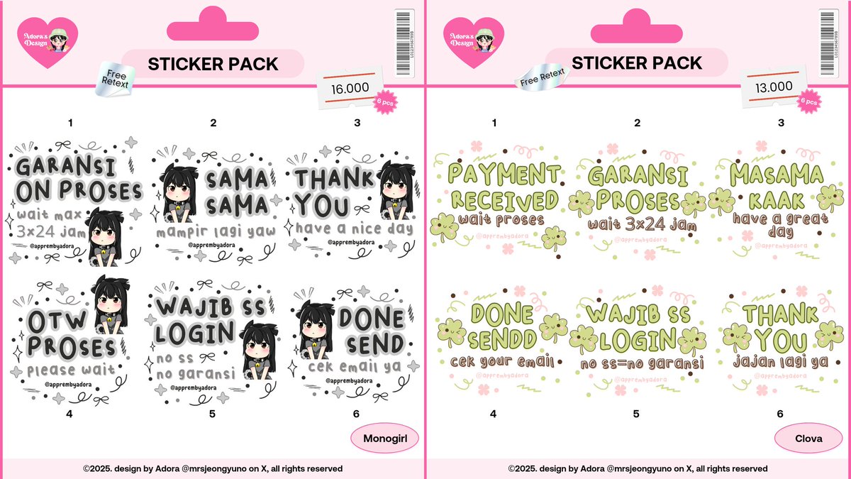 mrsjeongyuno's tweet image. help rt thankyouu&amp;lt;3

halOoo manteman aku membawaa banyak sticker wa ready stock nicc^^~
🧋price 11k-18k (free retext)
🍅get 6 pcs

stiker pack tele wm ba profneeds #zonauang