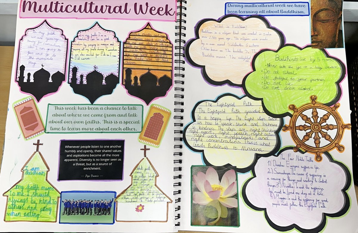 RosaryRC's tweet image. Year 5 have shared what their faith means to them and have been learning all about Buddhism ☸️ 🪷 #multiculturalweek @BhamDES @StTeresaofCalcu
