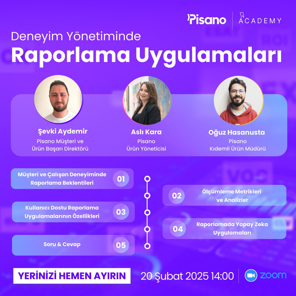 ⏰ Geri sayım sürüyor! Deneyim yönetiminde etkili raporlamanın sırlarını güncel trendler ve sektörel örnekler üzerinden keşfetmeye hazır mısınız?
 
Hemen Kaydolun 🔗 hubs.la/Q036mYQS0
 
🗓️ 20 Şubat 2025 Perşembe, 14:00