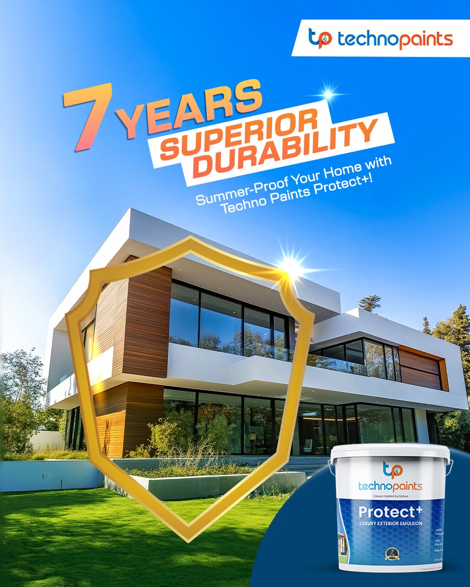 TechnopaintsS's tweet image. Beat the summer heat and keep your walls looking fresh with Protect+ Luxury Exterior Emulsion! 💪

✅ UV Resistant  ✅ Water Repellent  ✅ Anti-Fungal &amp;amp; Anti-Algal Protection  ✅ Superior Durability
#TechnoPaints #ProtectPlus #summer