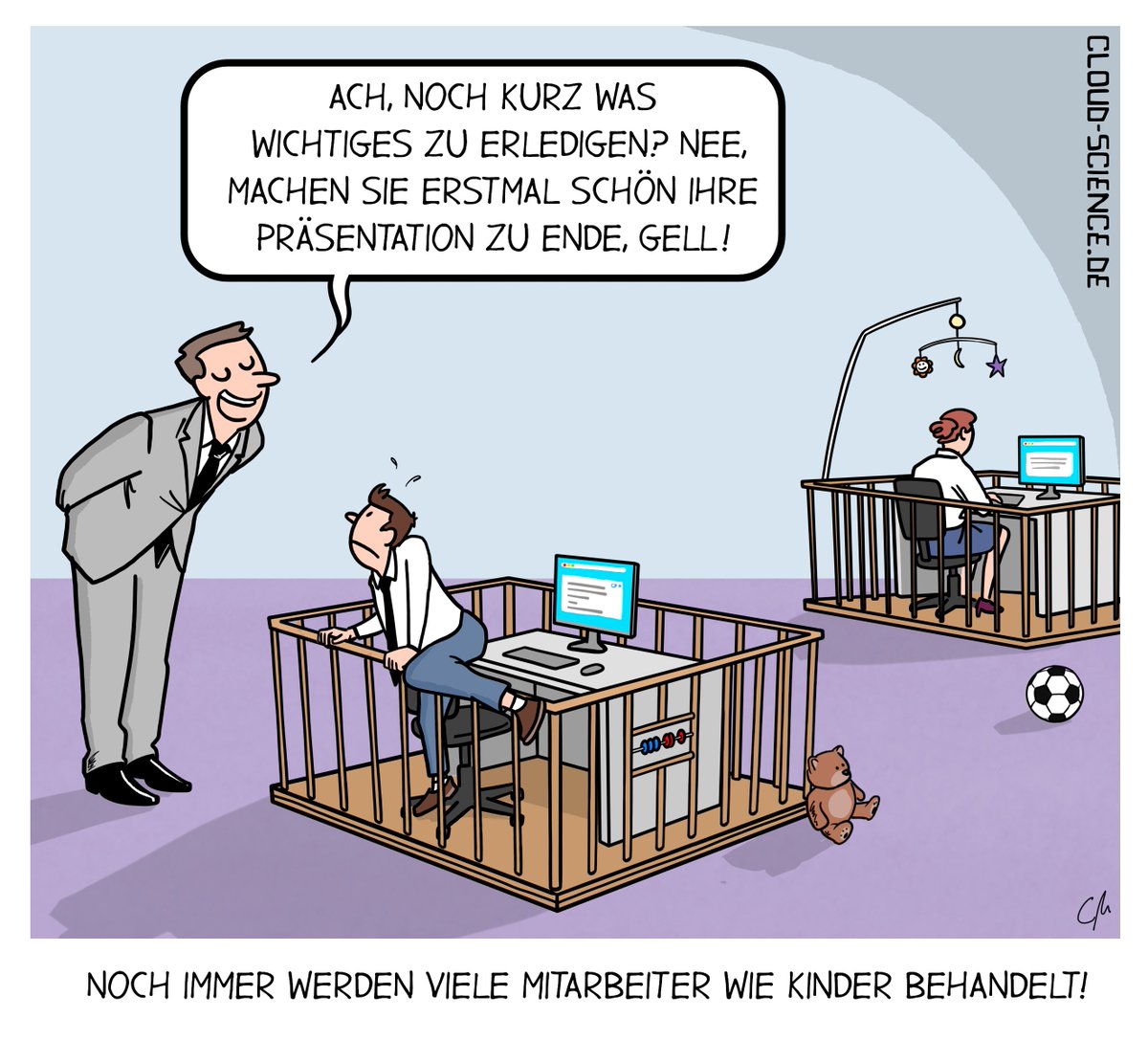 Karikatur: Wenn Mitarbeiter wie Kinder behandelt werden!
#Führung #Mitarbeiterzufriedenheit #Unternehmenskultur